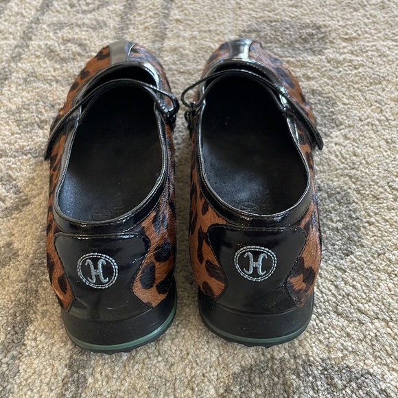 🍎SOLD Cole Haan Nike leopard print pony hair Mary Jane flats 10B Velcro Strap - Picture 9 of 11